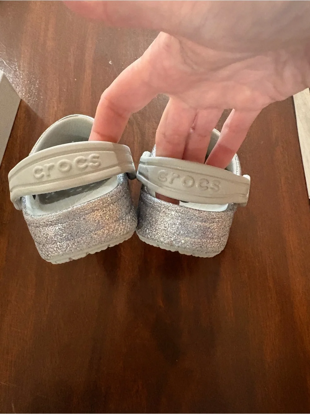 CROCS glittery silver